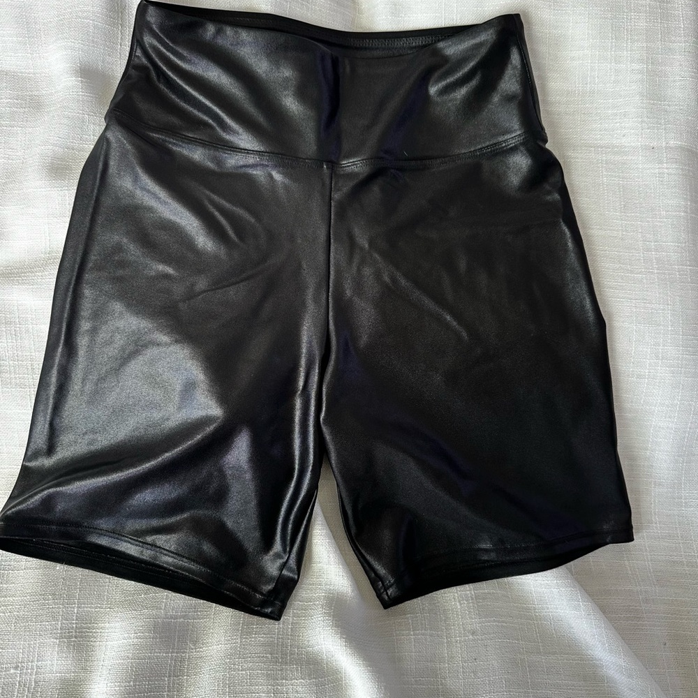 Forever 21 Black Faux Leather Bike Shorts